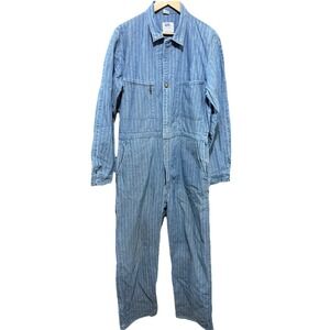 Vtg‎ 60s Lee Union Alls Men Blue Denim Herringbone Coveralls Sanforized EVC
